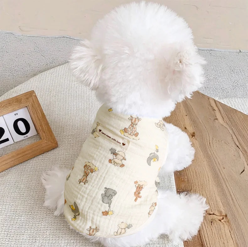 Adorable Dog Clothes for Small Breeds Autumn Anti-Dirt Anti-Hair Shedding Button Vest Teddy Bichon Cute Autumn Outfit Pet Sup...