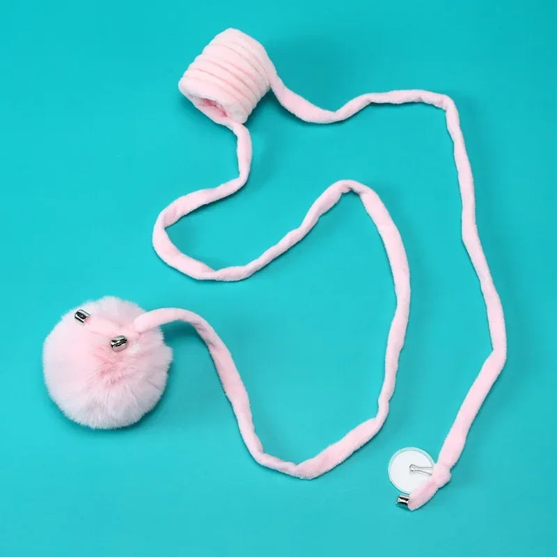 Interactive Cat Stick Toy — Spring Rope & Plush Ball for Play & Training