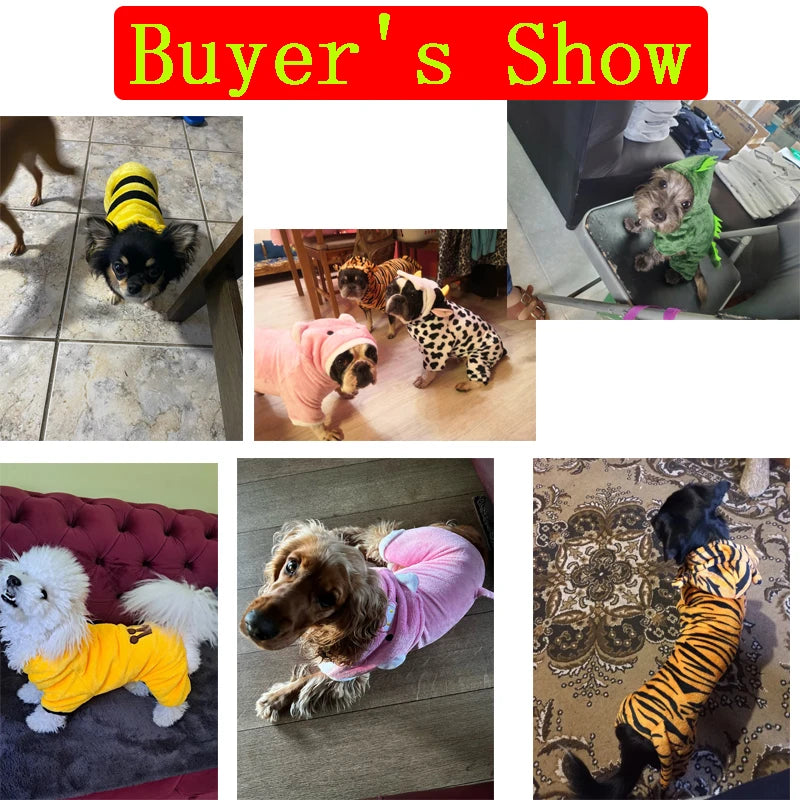 Fleece Animal Hoodie Jumpsuit for Dogs & Cats