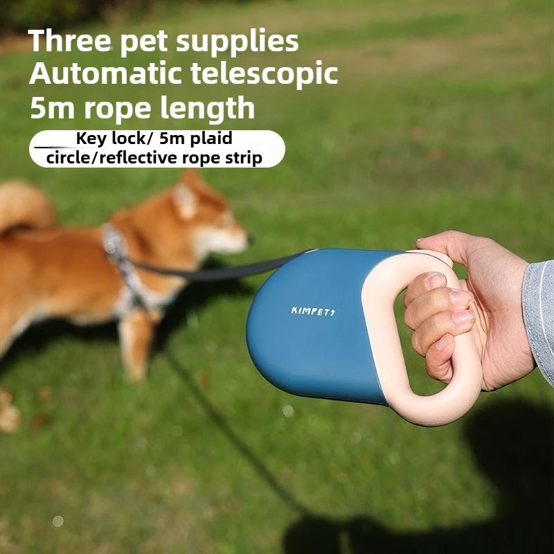5M Retractable Dog Leash | Reflective Belt, Auto-Lock Safety Walking Rope