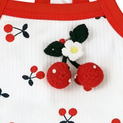 Cherry Print Breathable Dog &amp; Cat Vest – Soft Summer Pet Clothes