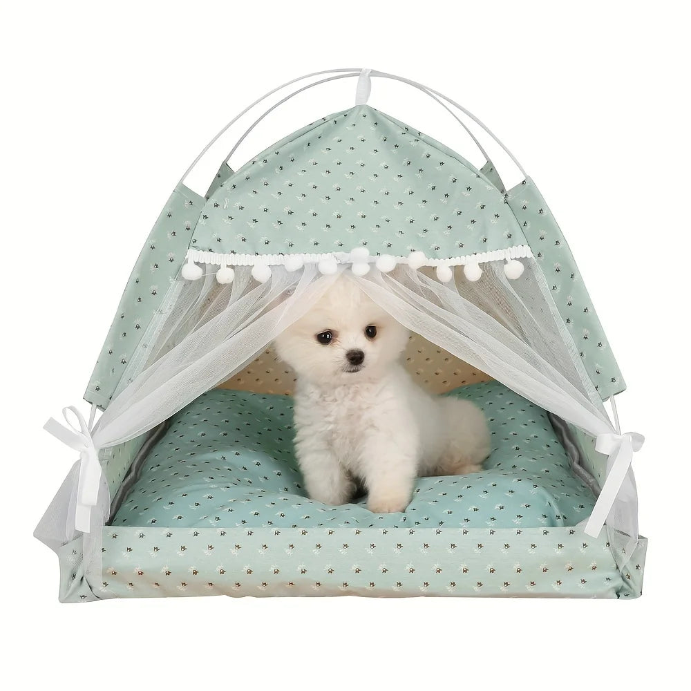 Floral Pet Tent Bed | Cozy Indoor House for Cats & Small Dogs