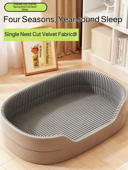 All-Season Dog Bed Cooling Mat for Large Small Dogs, Orthopedic Pet Sofa Bed with Ice Silk Pad, Waterproof Chew Proof Kennel