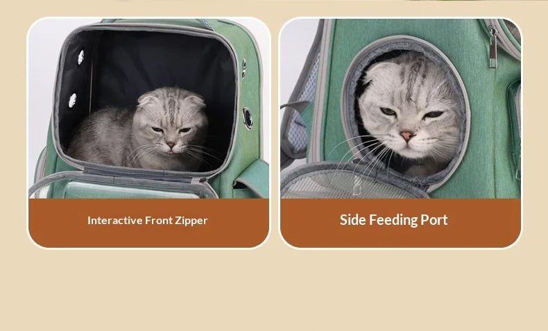 Breathable Pet Backpack Travel Hiking Outdoor Large Capacity Hands Free Adjustable Straps Portable Dog Cat Carrier Dog Car Seat