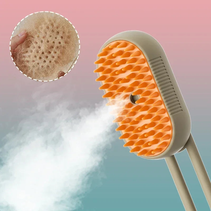 3-in-1 Pet Steam Brush | Spray, Massage &amp; Grooming Comb for Cats &amp; Dogs