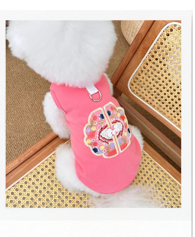 Dog Clothes Chinese Chi-pao Clothes for Small Dog French Bulldog Sweatshirt Pet Dogs Cats Jacket Coat Classic Chihuahua Clothes