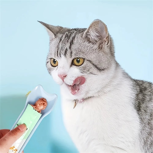 Cat Lickable Treat Squeeze Spoon | Liquid Snack Feeder for Cats
