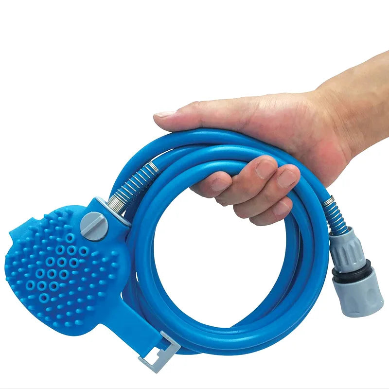 Petdashian Dog Bath Massage Sprayer | Extra Long Hose Grooming Brush