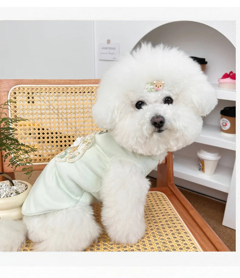 Dog Clothes Chinese Chi-pao Clothes for Small Dog French Bulldog Sweatshirt Pet Dogs Cats Jacket Coat Classic Chihuahua Clothes