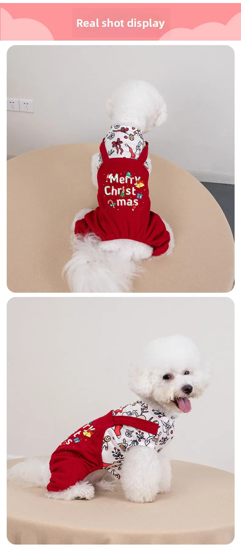 Christmas Floral Dog & Cat Dress – Warm Four-Legged Holiday Overalls