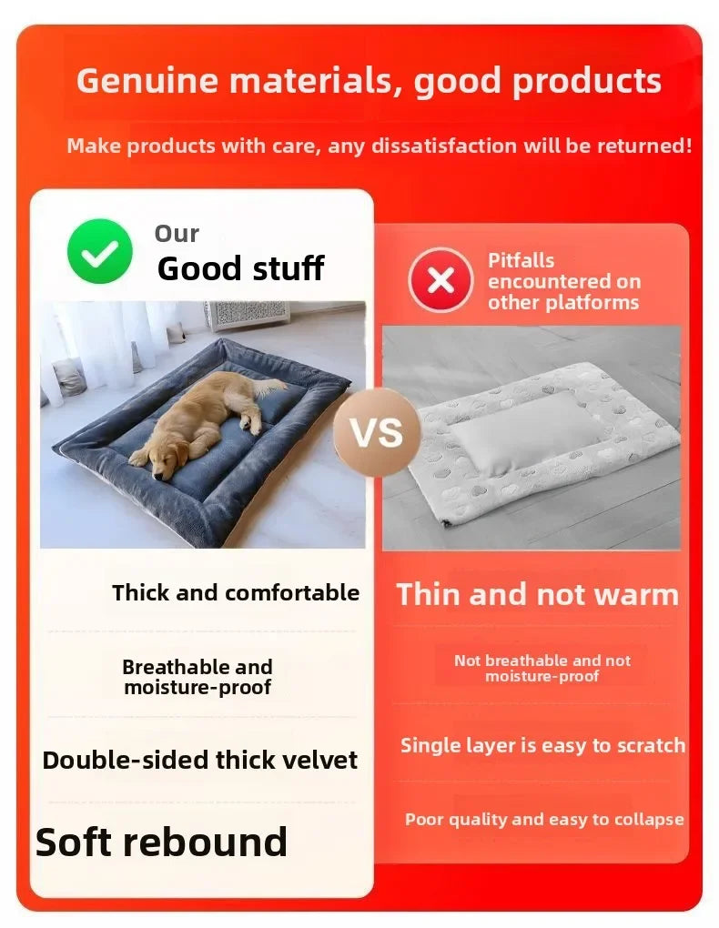 Large Size Dog Bed Mat Sleeping Pad for Winter Use Keep Warm Double-sided Use Golden Retriever Stress-relieving Sleeping Pad