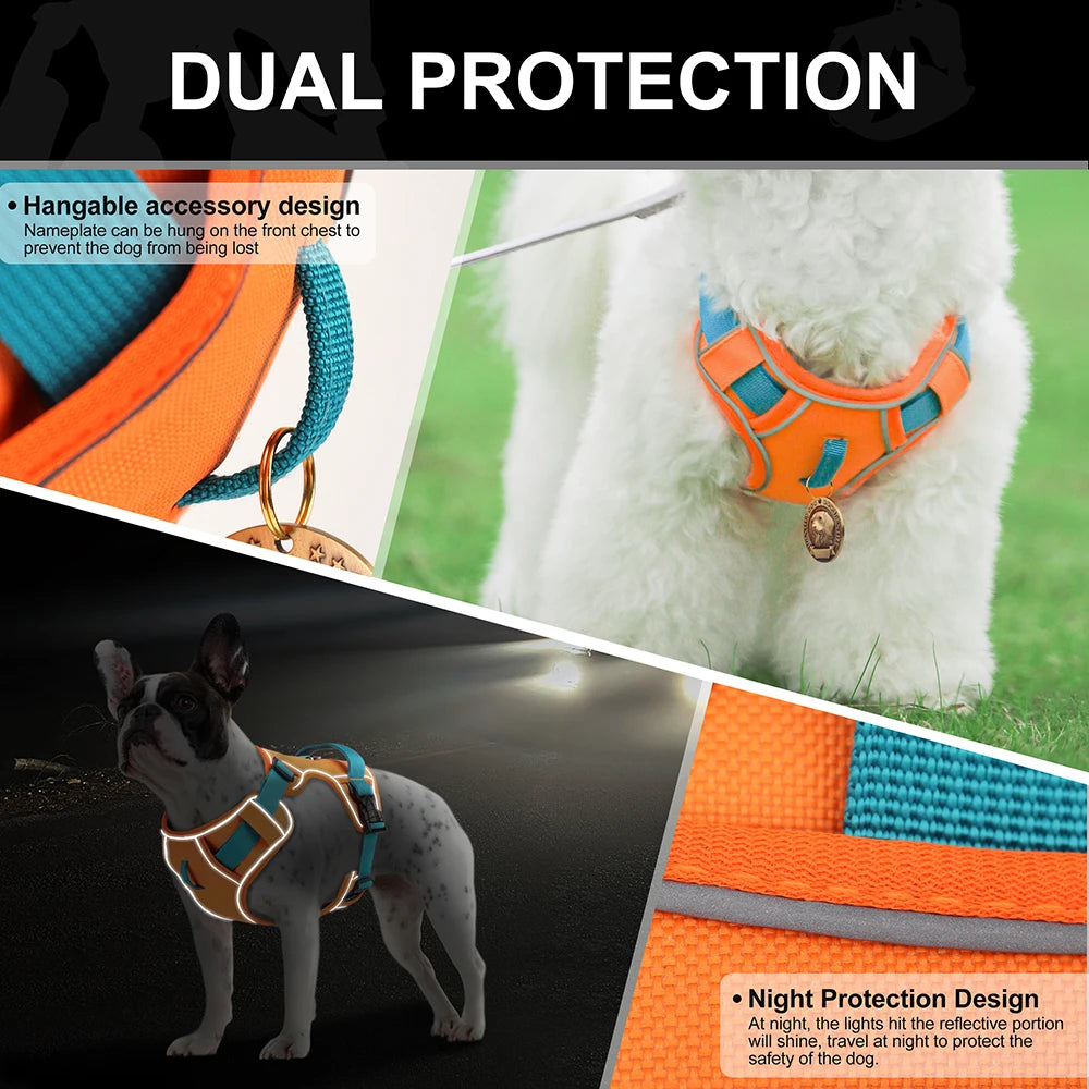 No Pull Dog Harness | Nylon Reflective Vest | Easy Control Handle | Small Medium Large Dogs