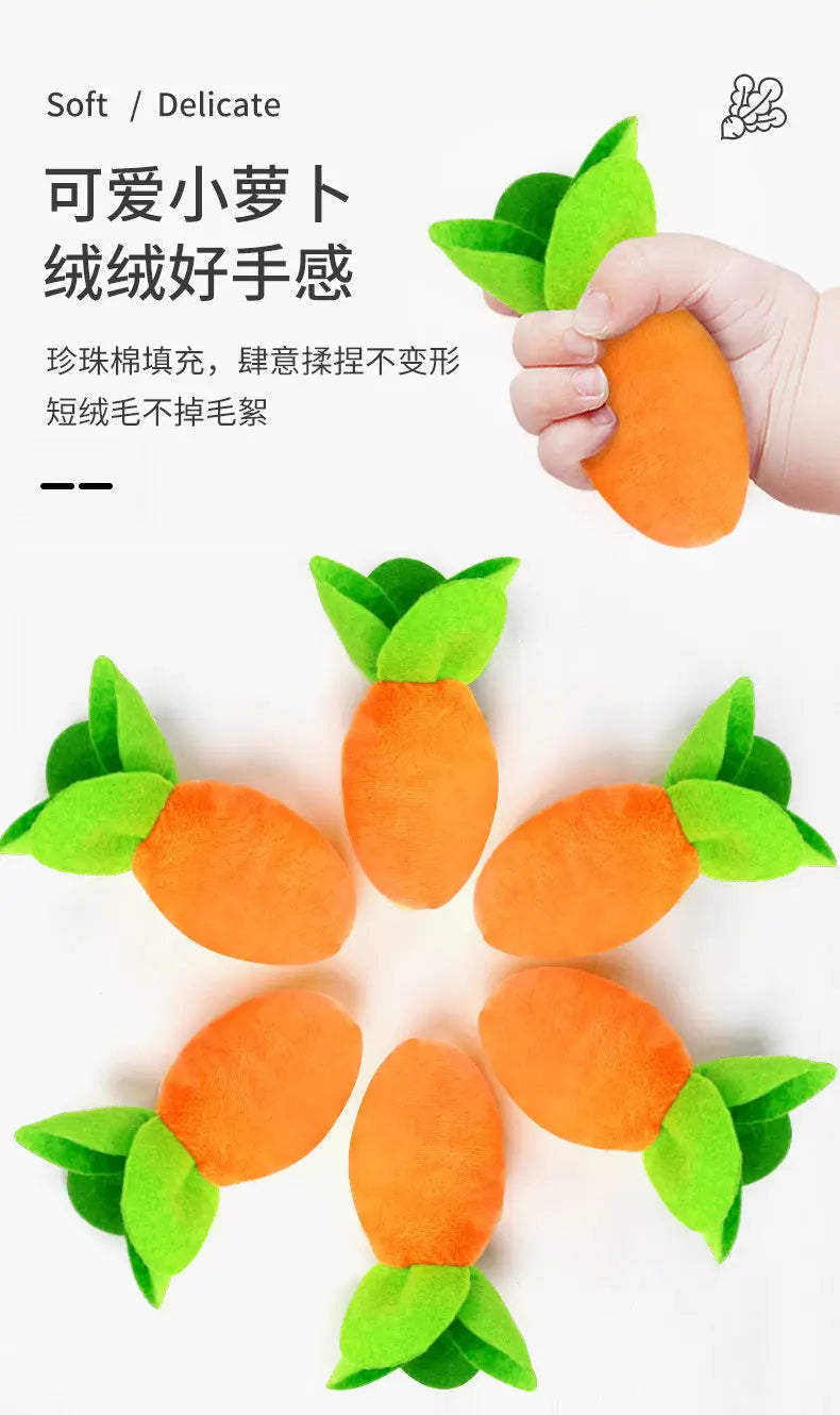 Plush Carrot Snuffle Mat for Dogs — Interactive Pull Vegetable Field Toy