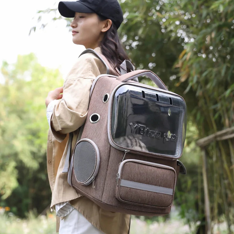 Breathable Pet Backpack Travel Hiking Outdoor Large Capacity Hands Free Adjustable Straps Portable Dog Cat Carrier Dog Car Seat
