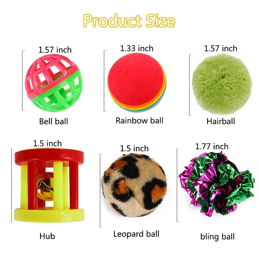 Kitten Toys Variety Pack – Cat Toy Set with Stick, Sisal Mouse &amp; Bell Ball
