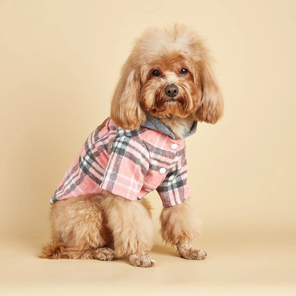 Dog Clothes Hoodie for Small Dogs Costume  Puppy Sweatshirts Classical Plaid Pet Doggie Clothes with Pocket Soft Warm Pet Cats C