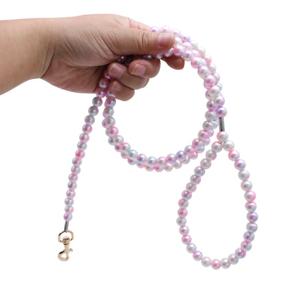 Luxury Pearl Dog Leash | Adjustable Beaded Lead for Small Dogs &amp; Cats