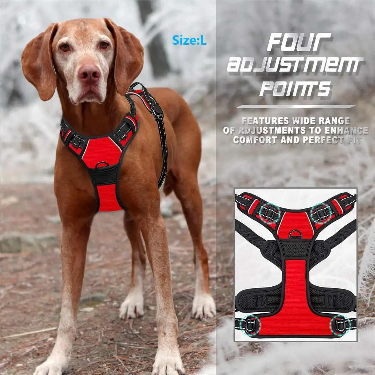 No Pull Dog Harness | Front Clip Heavy Duty Reflective | Easy Control Handle