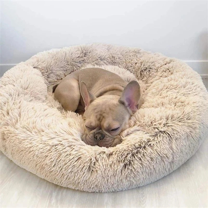 Petdashian Round Plush Dog Bed | 6 Sizes | Warm Winter Sleep Nest for Dogs & Cats