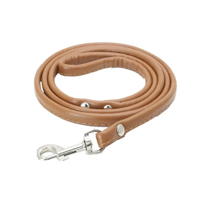 Adjustable PU Leather Dog Leash | Soft Walking Lead for Small Dogs & Puppies