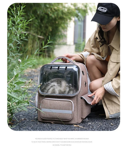Breathable Pet Backpack Travel Hiking Outdoor Large Capacity Hands Free Adjustable Straps Portable Dog Cat Carrier Dog Car Seat
