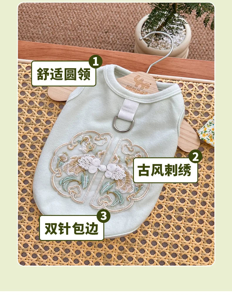 Dog Clothes Chinese Chi-pao Clothes for Small Dog French Bulldog Sweatshirt Pet Dogs Cats Jacket Coat Classic Chihuahua Clothes