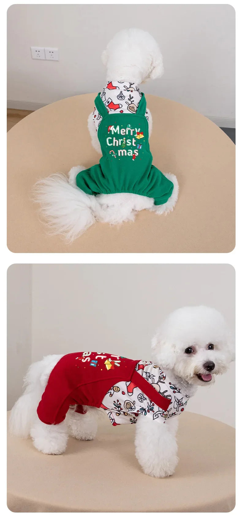 Christmas Floral Dog &amp; Cat Dress – Warm Four-Legged Holiday Overalls