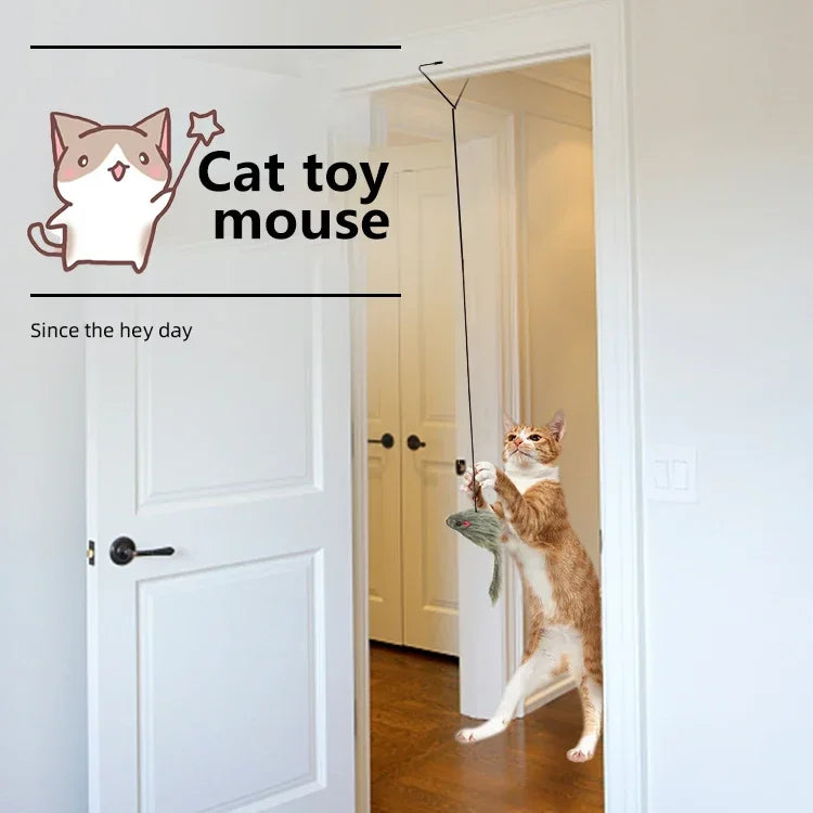 Hanging Door Mouse Cat Toy | Retractable Self-Play Interactive Scratch Rope