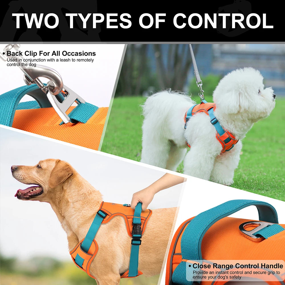No Pull Dog Harness | Nylon Reflective Vest | Easy Control Handle | Small Medium Large Dogs