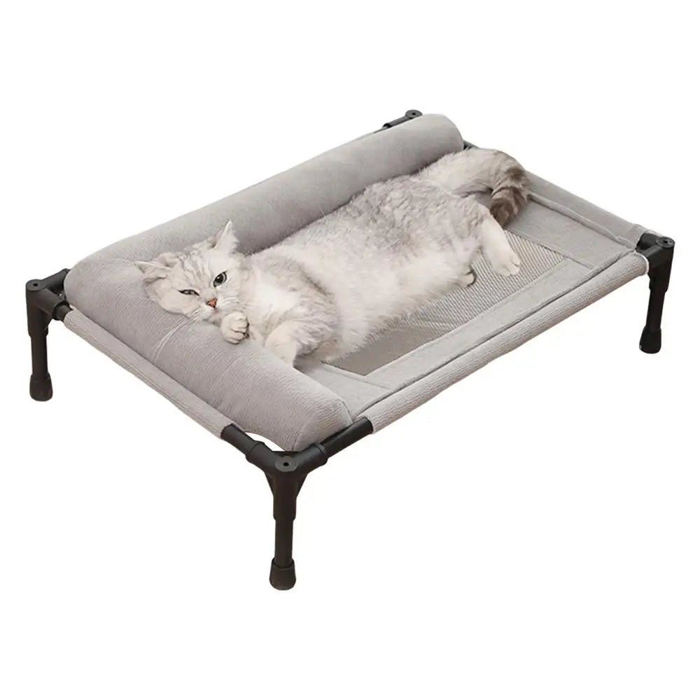 Dog Cot Cooling Dog Bed With Pillow And Breathable Mesh Washable Pet Furniture For Outdoor Indoor Camping Patio Sunbathing