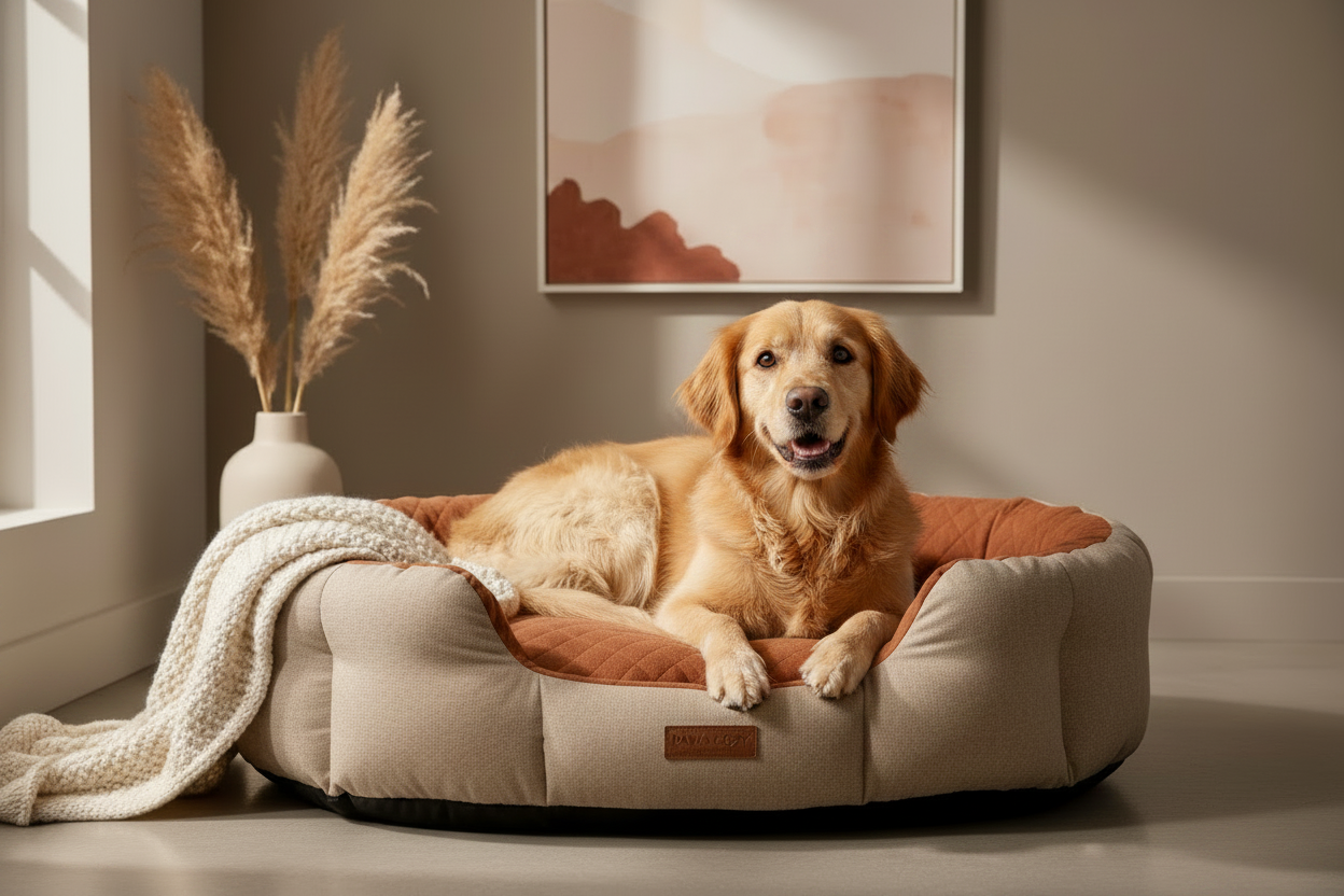Happy Dog in Premium Pet Bed
